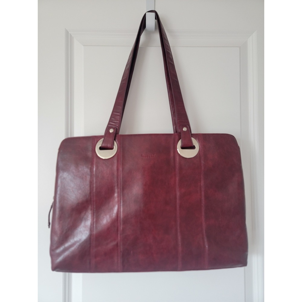 Diverso Italy Burgundy Faux Leather Laptop Tote Bag Professional Shoulder Bag